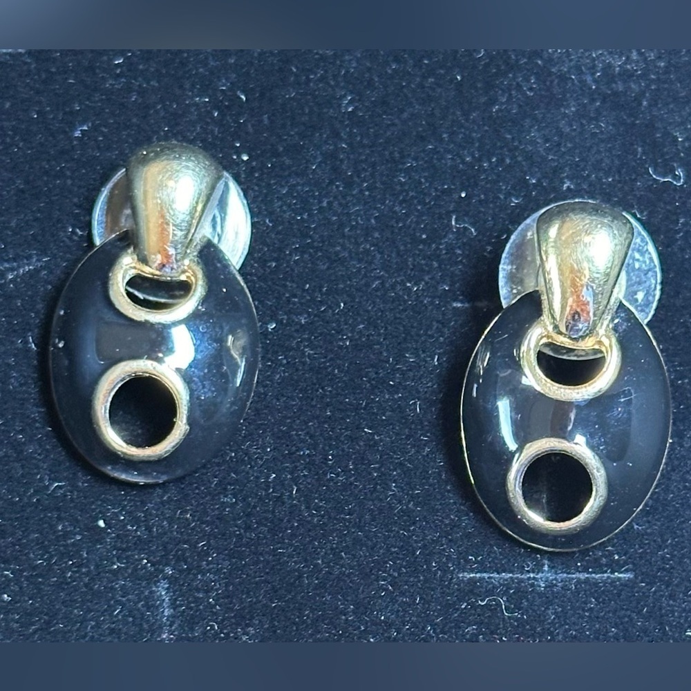 Authentic Givenchy Rare Vintage Black & Gold
Enamel / Metal Abstract Earrings
